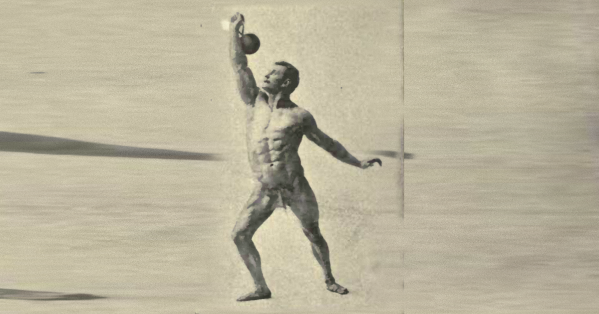 Eugene Sandow: Swing Ring-and-Ball Lift from the Ground Overhead [1894]